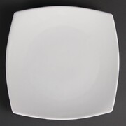 Photo 1 matériel référence U170: Assiettes carrées bords arrondis blanches Olympia 240mm (Lot de 12)