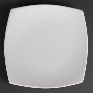 photo 1 assiettes carrées bords arrondis blanches olympia 240mm
