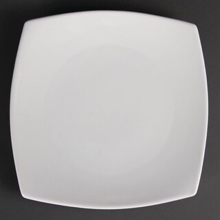 photo 1 assiettes carrées bords arrondis blanches olympia 240mm (lot de 12)