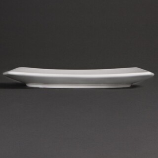 photo 4 assiettes carrées bords arrondis blanches olympia 240mm (lot de 12)