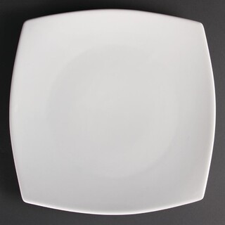 photo 1 assiettes carrées bords arrondis blanches olympia 305mm