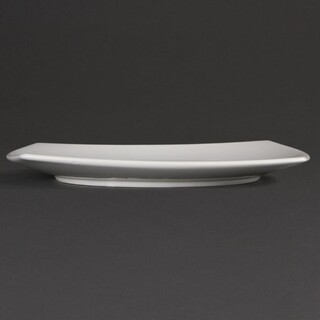 photo 3 assiettes carrées bords arrondis blanches olympia 305mm