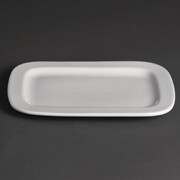 Photo 1 matériel référence U805: Assiettes rectangulaires arrondies Olympia Whiteware 230mm (lot de 12)