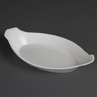 photo 1 plats ovales à oreilles blancs olympia 320 x 177mm (lot de 6)