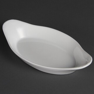 photo 1 plats ovales à oreilles blancs olympia 230 x 130mm (lot de 6)