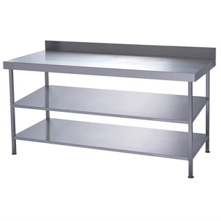 photo 1 table murale inox entièrement soudée avec 2 étagères inférieures parry 1200x600mm