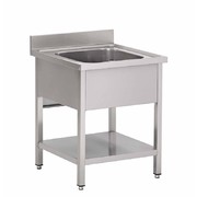 Plonge inox avec étagère basse Gastro M 1 bac 700 x 700 x 850mm
