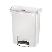 Poubelle à pédale frontale large Slim Jim Step-On Rubbermaid blanche 30L