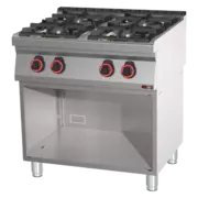 Photo 1 matériel référence RED110101: Fourneau à gaz 4x brûleur avec soubassement - SP 70/80 G