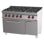 Photo 1 matériel référence RED110108: Fourneau à gaz avec four à gaz statique GN 2/1 - 6x brûleur ECO - SPBT 70/120 21 G