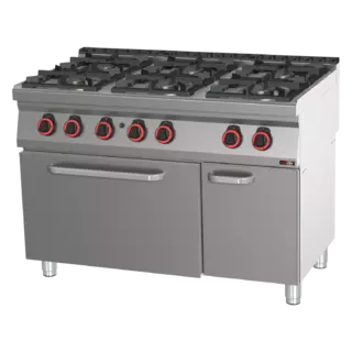 photo 1 fourneau à gaz avec four à gaz statique gn 2/1 - 6x brûleur eco - spbt 70/120 21 g