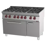 Photo 1 matériel référence RED110109: Fourneau combiné avec four électrique statique GN 2/1 - 6x brûleur ECO - SPBT 70/120 21 GE