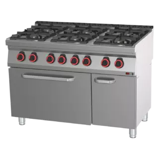 photo 1 fourneau combiné avec four électrique statique gn 2/1 - 6x brûleur eco - spbt 70/120 21 ge