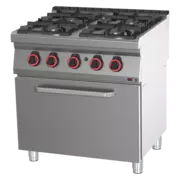 Photo 1 matériel référence RED110111: Fourneau à gaz avec four à gaz statique GN 2/1 - 4x brûleur ECO - SPBT 70/80 21 G