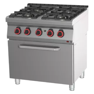 photo 1 fourneau à gaz avec four à gaz statique gn 2/1 - 4x brûleur eco - spbt 70/80 21 g