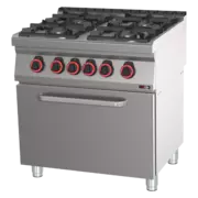 Photo 1 matériel référence RED110112: Fourneau combiné avec four électrique statique GN 2/1 - 4x brûleur ECO - SPBT 70/80 21 GE