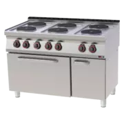 Photo 1 matériel référence RED110113: Fourneau électrique avec four à air chaud électrique GN 1/1 - 6x feu 400 V - SPT 70/120 11 E