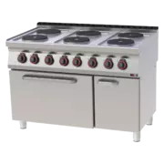 Photo 1 matériel référence RED110114: Fourneau électrique avec four électrique statique GN 2/1 - 6x feu 400 V - SPT 70/120-21 E