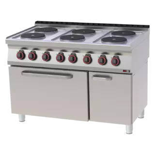 photo 1 fourneau électrique avec four électrique statique gn 2/1 - 6x feu 400 v - spt 70/120-21 e