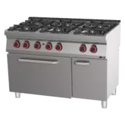 Photo 1 matériel référence RED110115: Fourneau à gaz avec four à gaz statique GN 2/1 - 6x brûleur - SPT 70/120 21 G