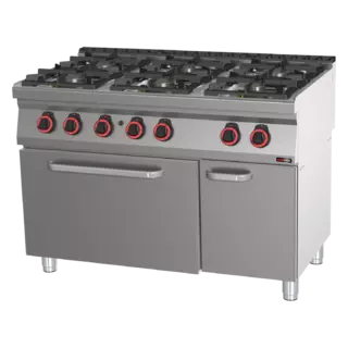 photo 1 fourneau à gaz avec four à gaz statique gn 2/1 - 6x brûleur - spt 70/120 21 g