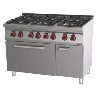 photo 1 fourneau combiné avec four électrique statique gn 2/1 - 6x brûleur - spt 70/120 21 ge