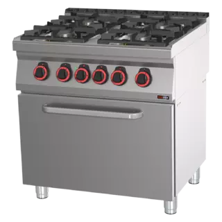 photo 1 fourneau combiné avec four électrique statique gn 2/1 - 4x brûleur - spt 70/80 21 ge