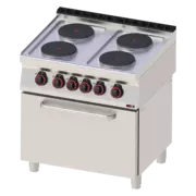 Photo 1 matériel référence RED110121: Fourneau électrique avec four électrique statique GN 2/1 - 4x feu 400 V - SPT 70/80 21 E