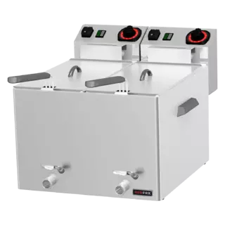 photo 1 friteuse électrique double pour les poissons 0,43 kw/l, 8+8 l top avec robinet de vidange 230 v - fe 88 v