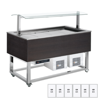 photo 1 buffet à froid positif gn 6-1/1 wenge - es blue+ 6w