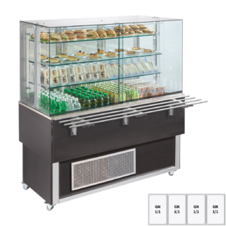 photo 1 vitrine refrigerée gn 4-1/1 cache du bas, ouverture vers les côtés, wenge - es platinum+ 4w ds