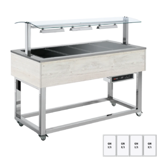 photo 1 buffet chauffé, vitrocéramique gn 4-1/1 hemlock - es brown+ 4h