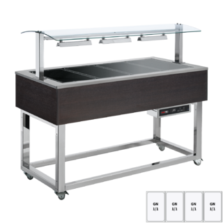 photo 1 buffet chauffé, vitrocéramique gn 4-1/1 wenge - es brown+ 4w