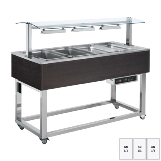 photo 1 buffet chauffé, à eau gn 3-1/1 wenge - es red+ 3w