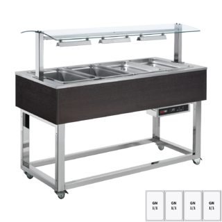 photo 1 buffet chauffé, à eau gn 4-1/1 wenge - es red+ 4w