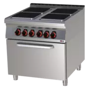 Photo 1 matériel référence RED12397: Fourneau électrique avec four à air chaud électrique GN 1/1 - 4x feu 400 V - SPQT 90/80 11 E