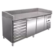Photo 1 matériel référence RED13341: Table réfrigérée positive pizza 2D + 7 tirroirs neutres - MTP 2D7ZN