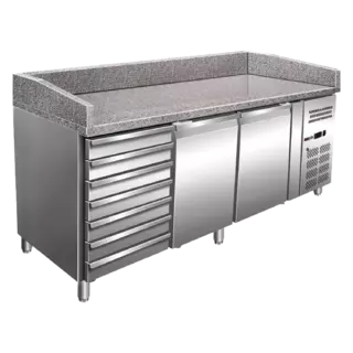 photo 1 table réfrigérée positive pizza 2d + 7 tirroirs neutres - mtp 2d7zn