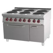 Photo 1 matériel référence RED14646: Fourneau électrique 6 feux avec four GN 2/1 - SPT 90/120-21 E