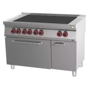 Photo 1 matériel référence RED14654: Fourneau électrique avec 6 feux coup de feu et four GN 2/1 - SPLT 70/120-21 E