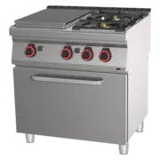 Photo 1 matériel référence RED18741: Fourneau coup de feu à gaz avec four à gaz statique GN 2/1 - 3x brûleur - STPT 70/80 21 G