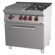 Photo 1 matériel référence RED18742: Fourneau coup de feu à gaz avec four électrique statique GN 2/1 - 3x brûleur - STPT 70/80 21 GE