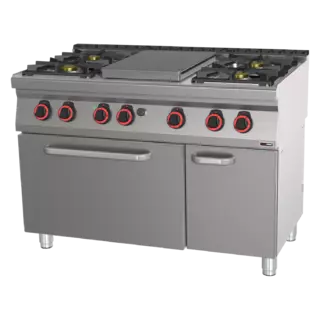 photo 1 fourneau coup de feu à gaz avec four électrique statique gn 2/1 - 5x brûleur - stpt 70/120 21 ge