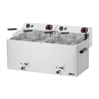 photo 1 friteuse électrique double 0,74 kw/l, 11+11 l top avec robinet de vidange 400 v - fe 1010 td