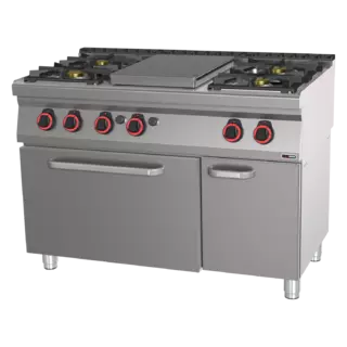 photo 1 fourneau coup de feu à gaz avec four à gaz statique gn 2/1 - 5x brûleur - stpt 70/120 21 g