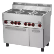 Photo 1 matériel référence RED2057: Fourneau électrique avec four à air chaud électrique GN 1/1 - 6x feu 400 V - SPT 90 ELS