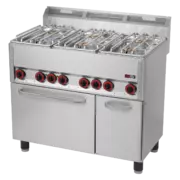 Photo 1 matériel référence RED2059: Fourneau combiné avec four à air chaud électrique GN 1/1 - 6x brûleur - SPT 90 GLS