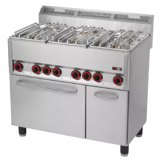 photo 1 fourneau combiné avec four à air chaud électrique gn 1/1 - 6x brûleur - spt 90 gls