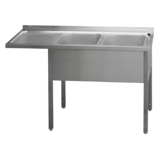 photo 1 table de lavage 210x70x90 - 2x évier 60x50x30 égouttoir gauche - msdol/m 7021