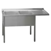 Photo 1 matériel référence RED2539: Table de lavage 190 -x70x90 - 2x évier 40x50x30 égouttoir droit - MSDOP/M 7019